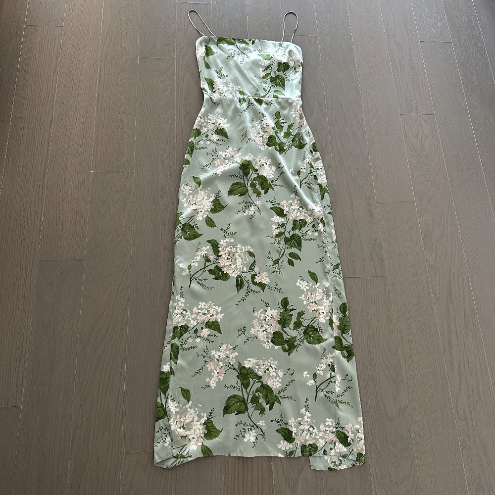 Reformation Green Floral Maxi Dress